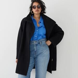 J. CREW Villa Coat in Italian Stadium Cloth Wool Black Sz 10 $398